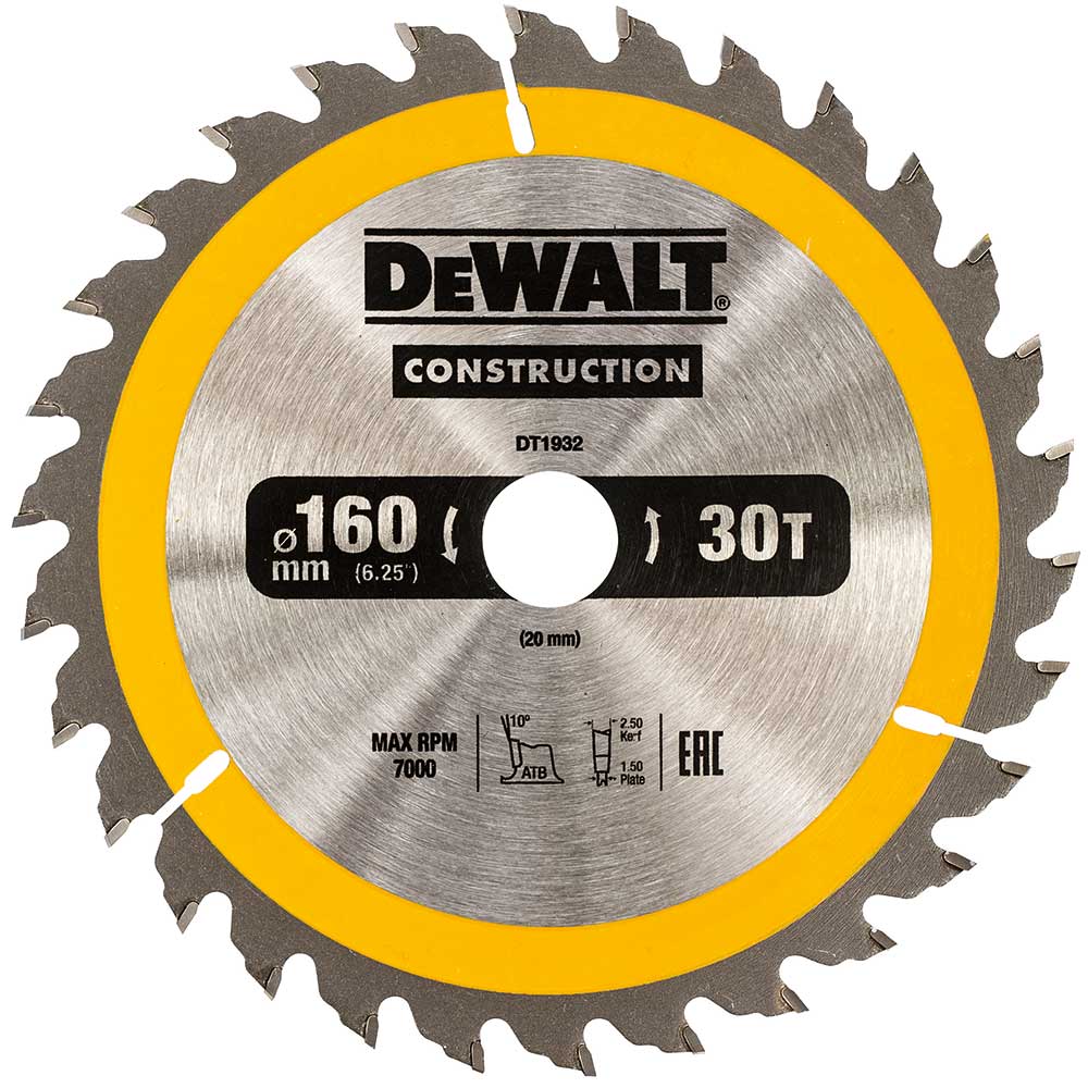 ΔΙΣΚΟΙ ΞΥΛΟΥ DEWALT DT1932 160mm Φ20 ΜΕ 30 ΔΟΝΤΙΑ  ATB