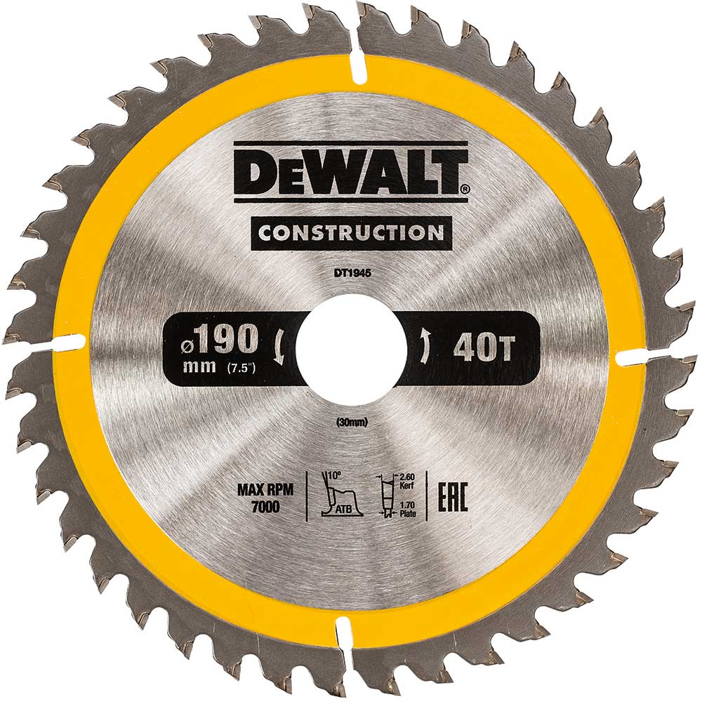 ΔΙΣΚΟΙ ΞΥΛΟΥ DEWALT DT1945 190mm Φ30 ΜΕ 40 ΔΟΝΤΙΑ  ATB