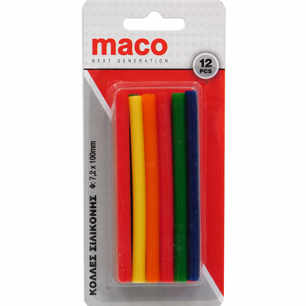 ΚΟΛΛΑ ΘΕΡΜΟΚΟΛΛΗΤΙΚΗ MACO MC.0112100 ΠΟΛΥΧΡΩΜΗ ΣΕΤ 12 ΤΕΜ 7.2mm X 100mm