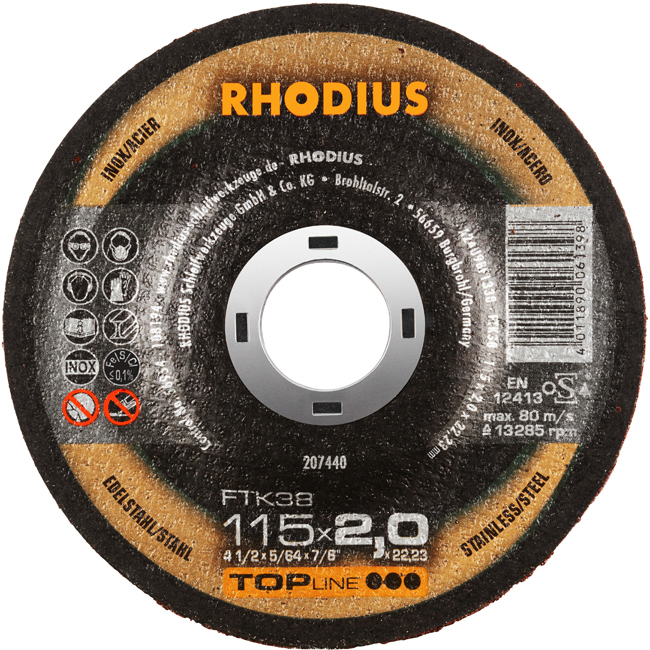 ΤΡΟΧΟΙ RHODIUS FTK38 115Χ2 INOX