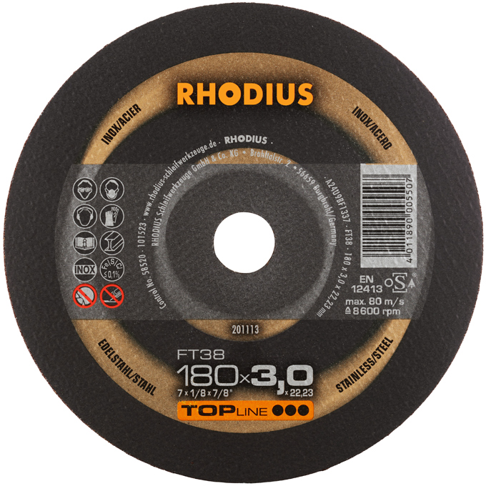 ΤΡΟΧΟΙ RHODIUS FT38 INOX 180Χ3