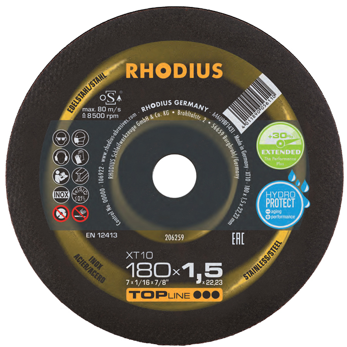 ΤΡΟΧΟΙ RHODIUS ΧΤ10/180Χ1.5 INOX ΤΟΡ